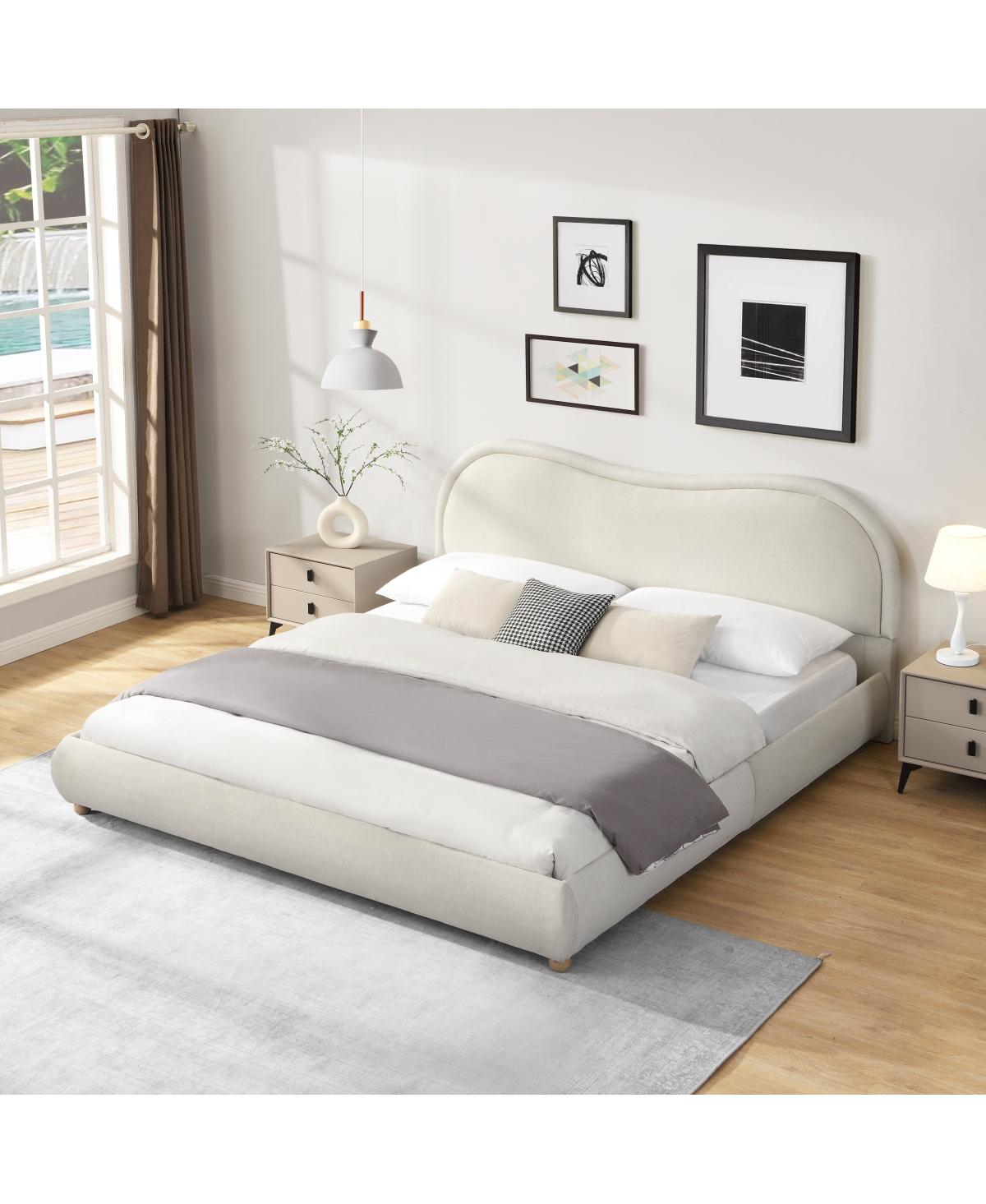 Streamdale Furniture Upholstered Platform Bed with Curved Headboard