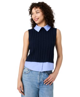 Women's Sleeveless Collared Keyhole Top