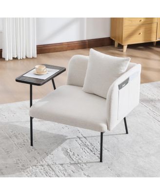  Modern Upholstered Lounge Chair with Side Table and Pockets
