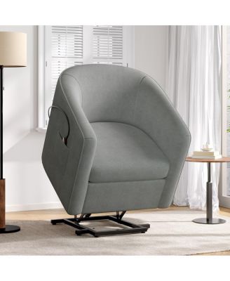 Power Lift Barrel Recliner Chair with Footrest and Side Pocket