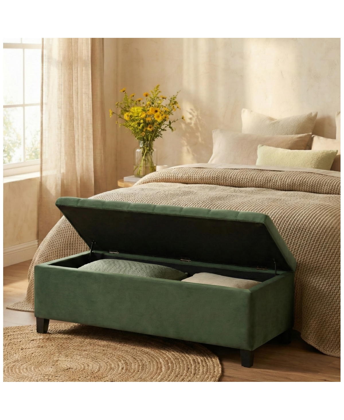 Streamdale Furniture Upholstered Storage Ottoman Bench 300lbs Capacity