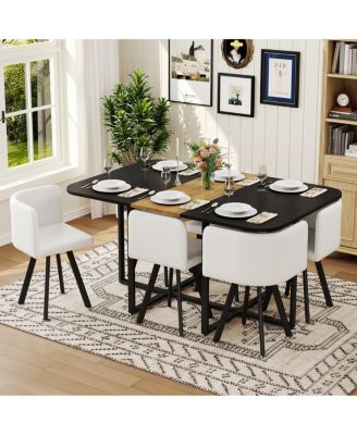6-Piece Modern Dining Table and Chair Set with Upholstered Seats