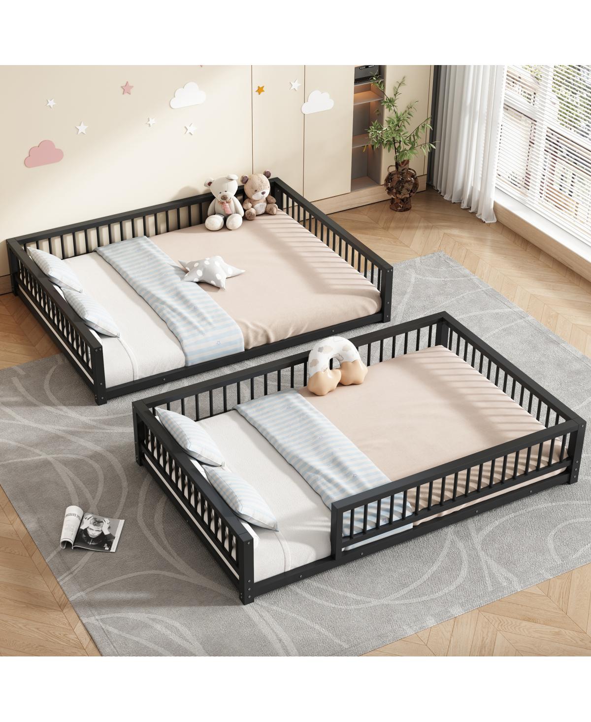 Streamdale Furniture over Queen Floor Bunk Bed with Ladder and Guardrails