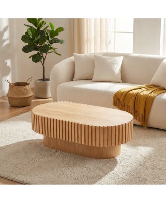 Mid-Century Modern Fluted Oval Coffee Table 43.1''