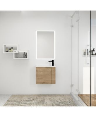 22 Inch Wall Mounted Bathroom Vanity with Ceramic Sink, Soft Close Door, Modern Floating Cabinet