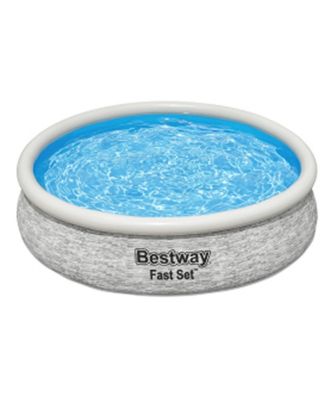 Fast Set 12' x 30" Round Inflatable Stacked Stone Swimming Pool Set