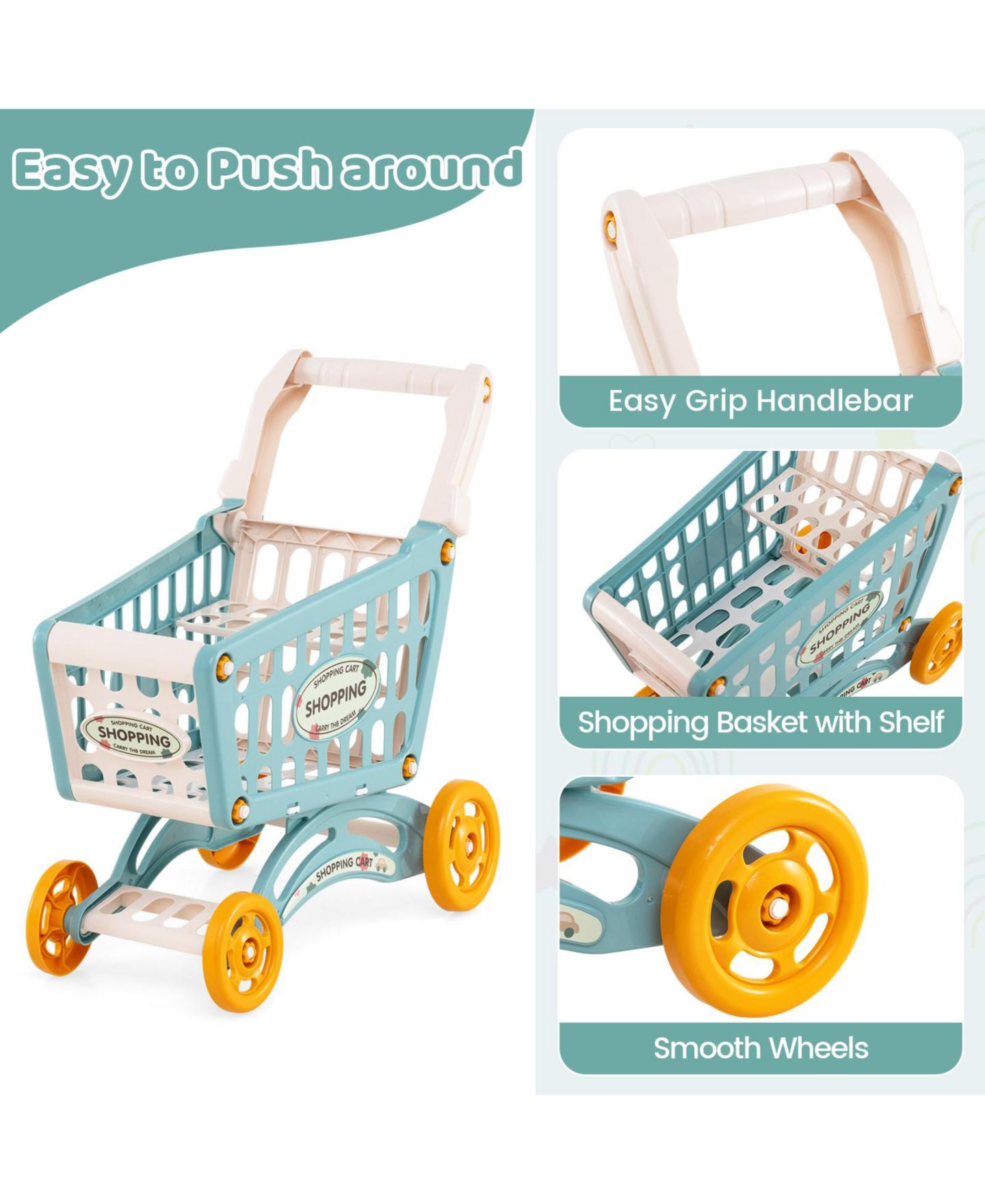 Детский игровой набор Mecale Supermarket Shopping Cart 76-Piece Playset, Ages 3+, цвет: Синий — фото 7