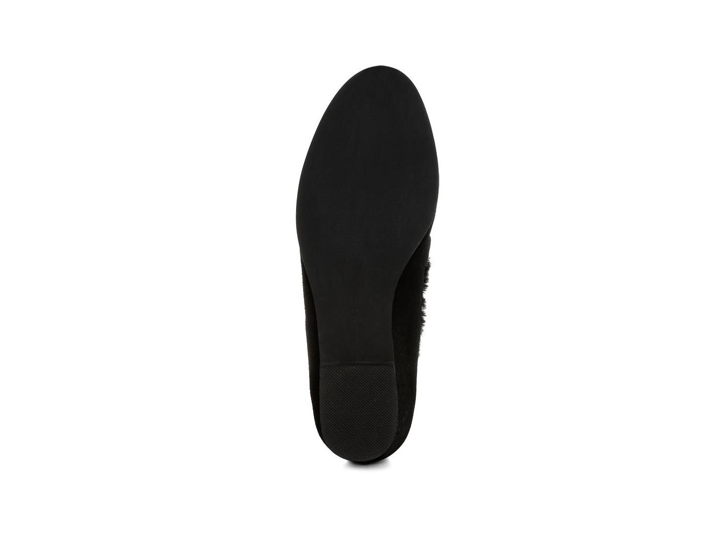 Женские туфли Rag & Co Ohrid Suede and Faux Fur Flat, цвет: Чёрный замшевый кожаный — фото 9