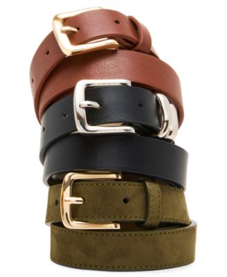 Textured 3-Pack Buckle Belt Set