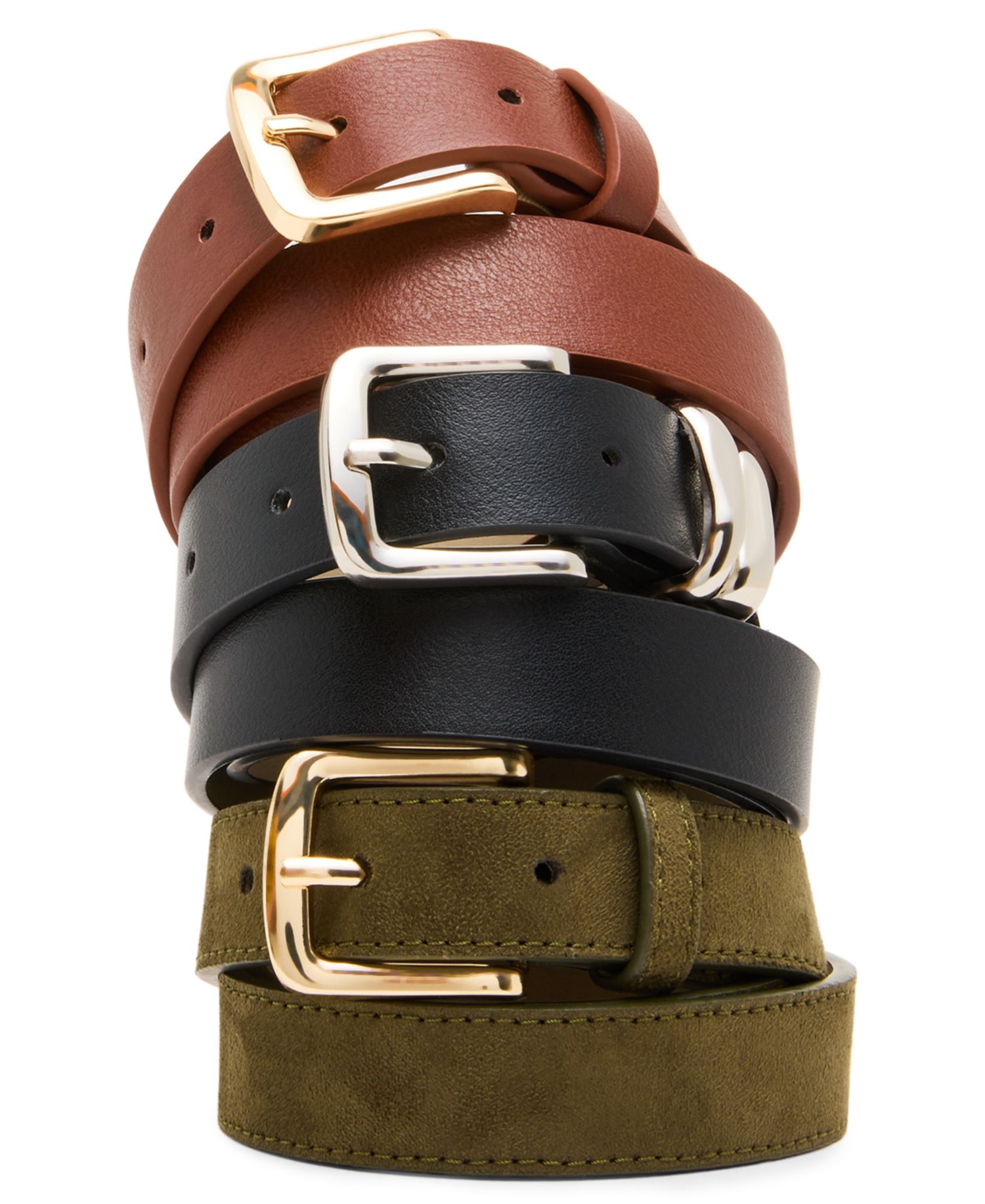 Textured 3-Pack Buckle Belt Set
