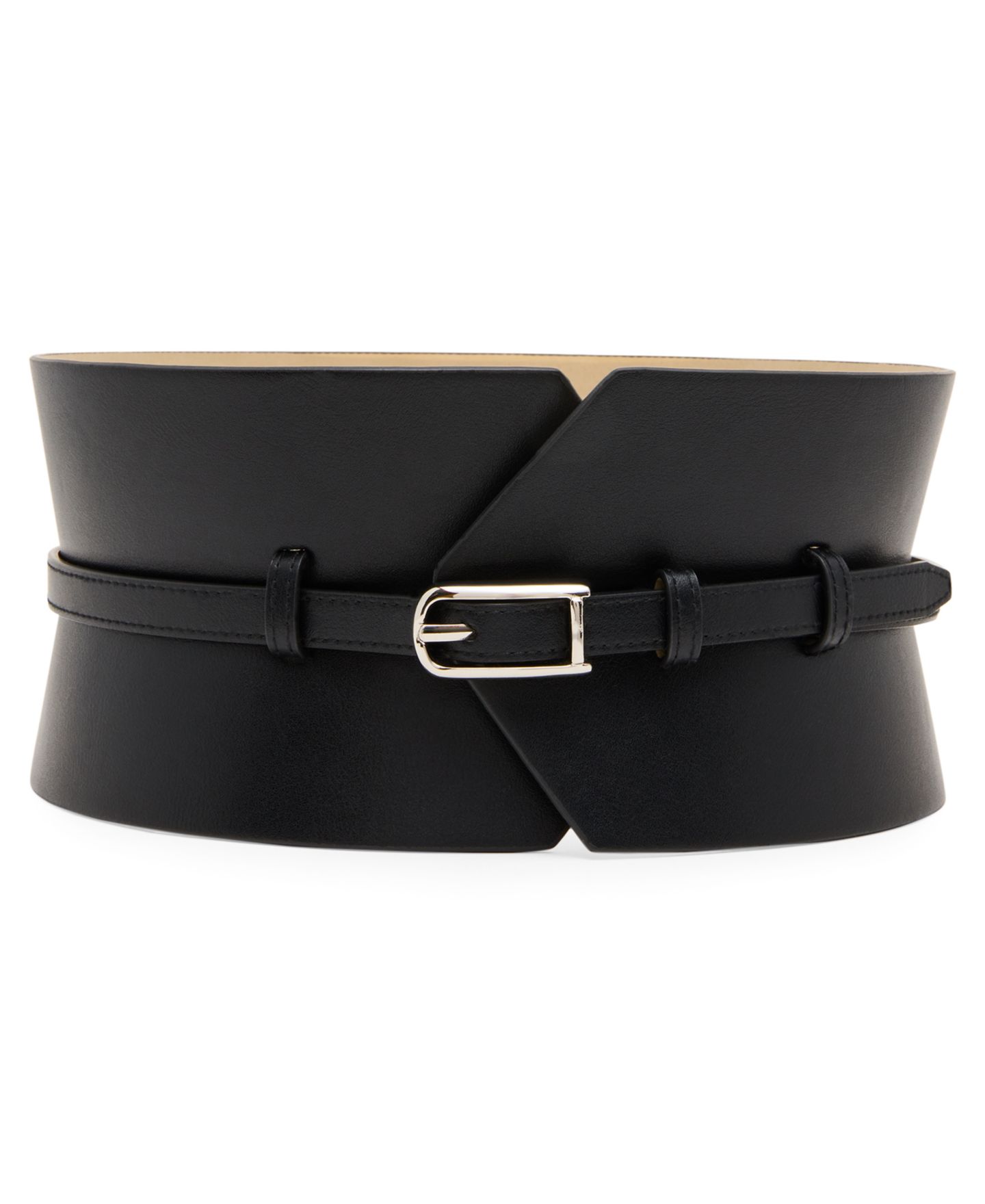 Женский ремень Steve Madden Textured Corset Wide Sash, цвет: Чёрный — фото 1