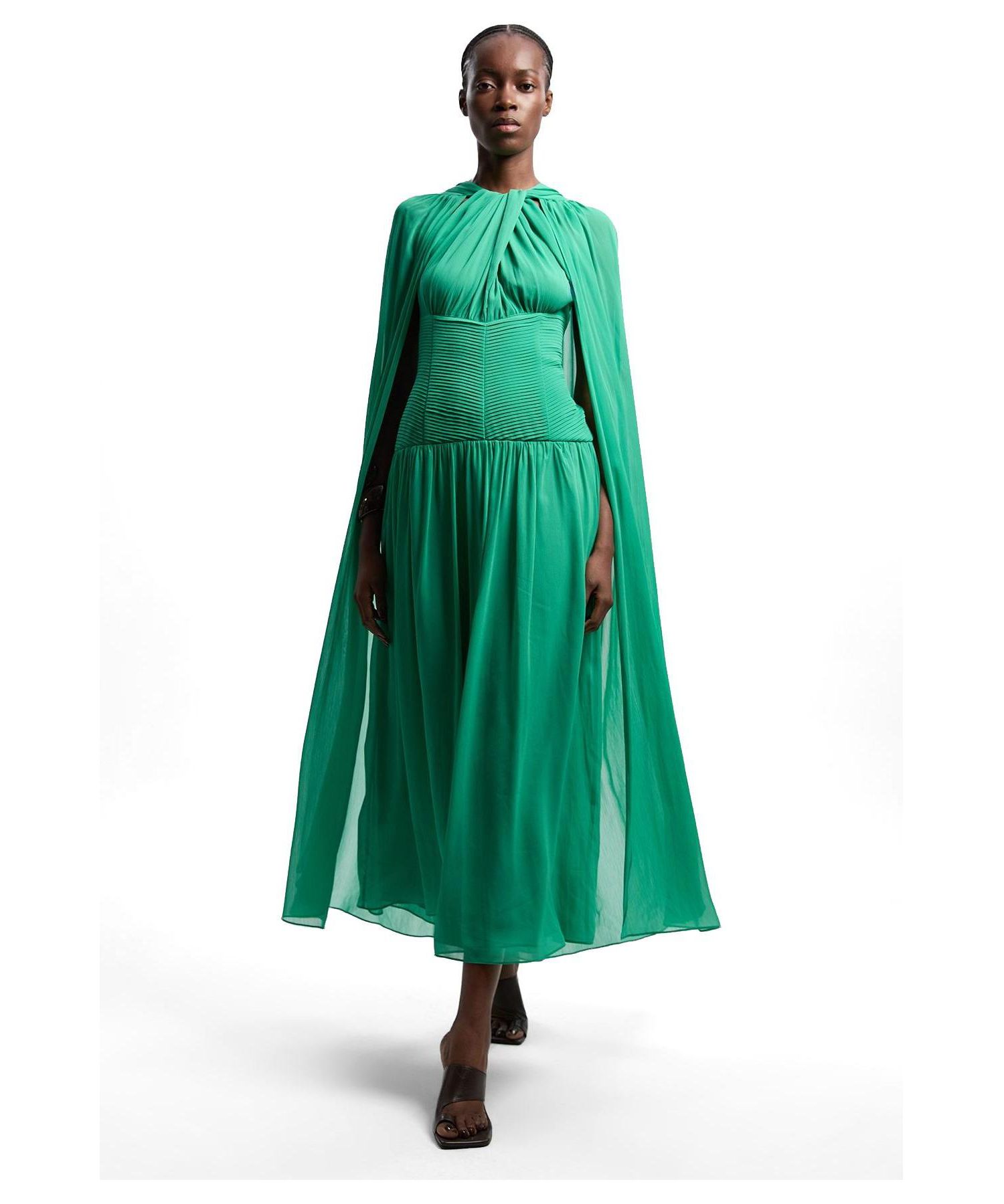 Women's Halter Cape Maxi Dress