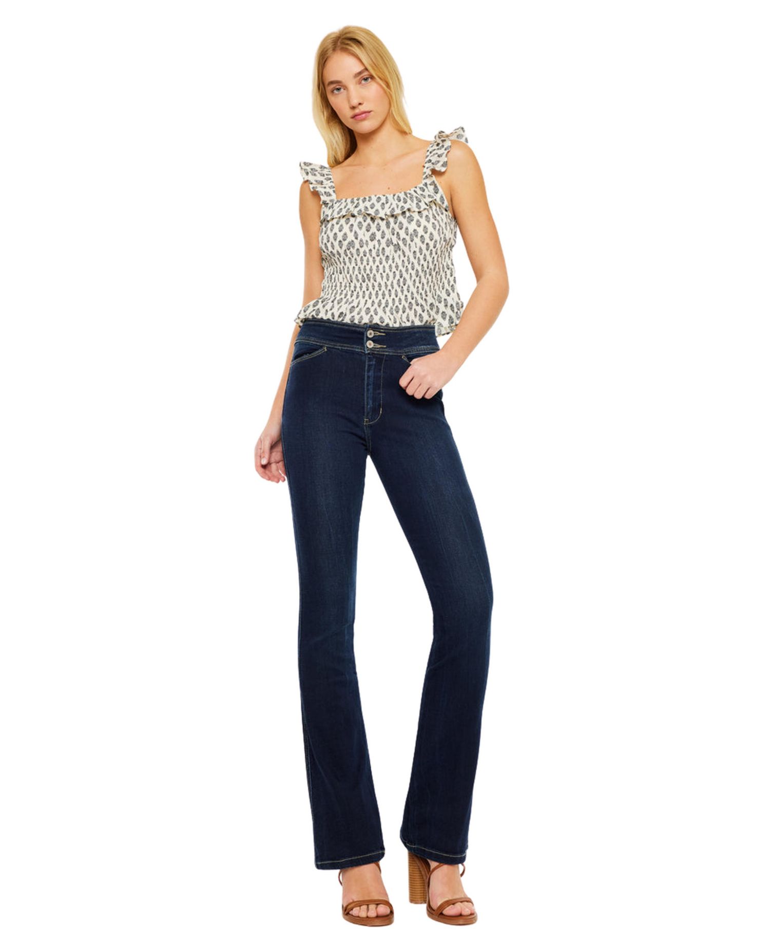 Women's Seren High Rise Exposed Button Bootcut Jeans