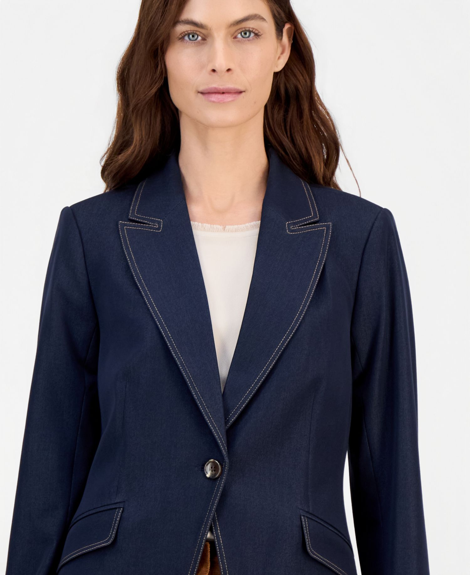 Women's Denim Single-Button Blazer