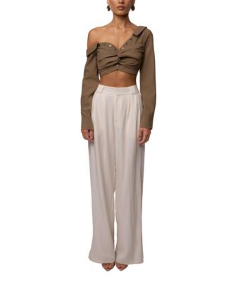 Women's Off-Shoulder Twist Crop Top