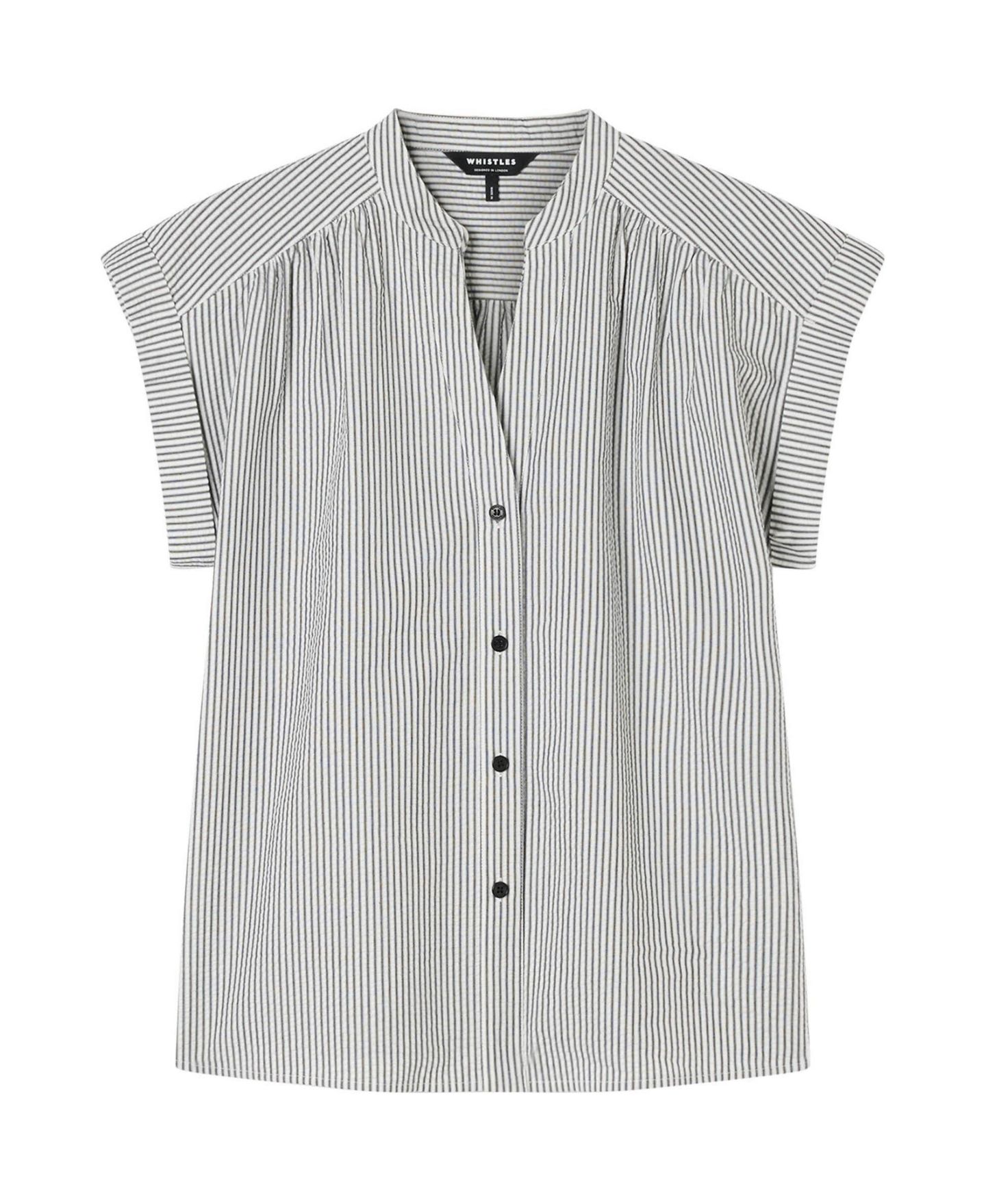 Женская рубашка Whistles Seersucker Stripe, цвет: Белый / Разноцветный — фото 2
