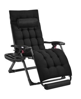 Zero Gravity Chair Folding Recliner Lounge With Pad Headrest Cup Holder Tray