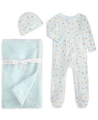 Baby Boys' Hat, Coverall and Blanket, 3-Piece Set