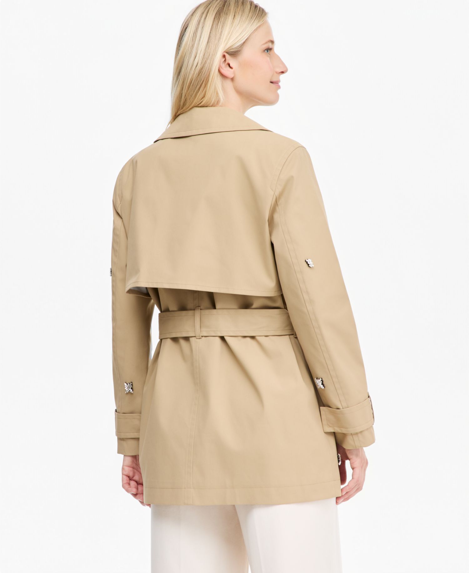 Women's Embellished-Belted Trench Coat