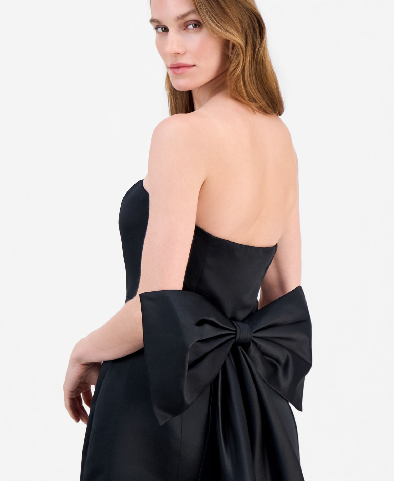 Melody Bow Back Strapless A-Line Mini Dress