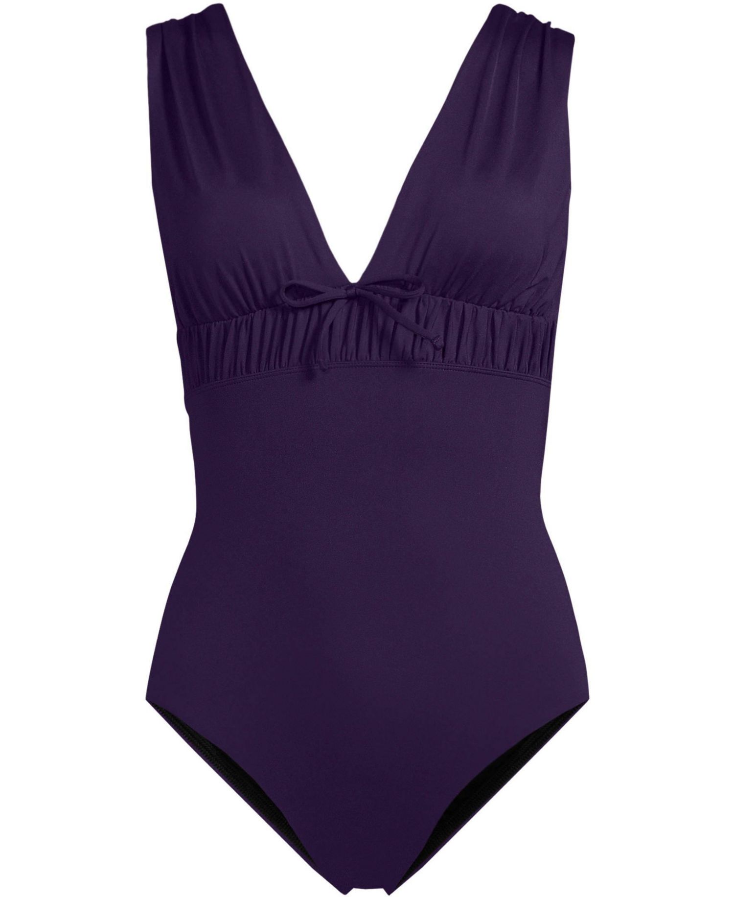 Women's Wide Strap Plunge Shirred One Piece
