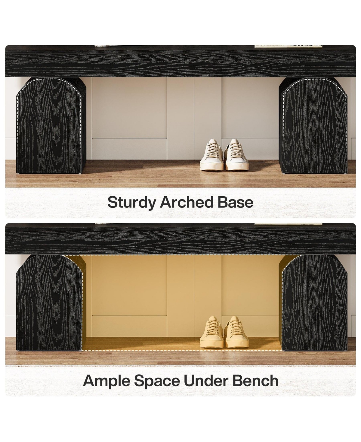Slickblue 59" Entryway Bench with Arched Bases for Shoes