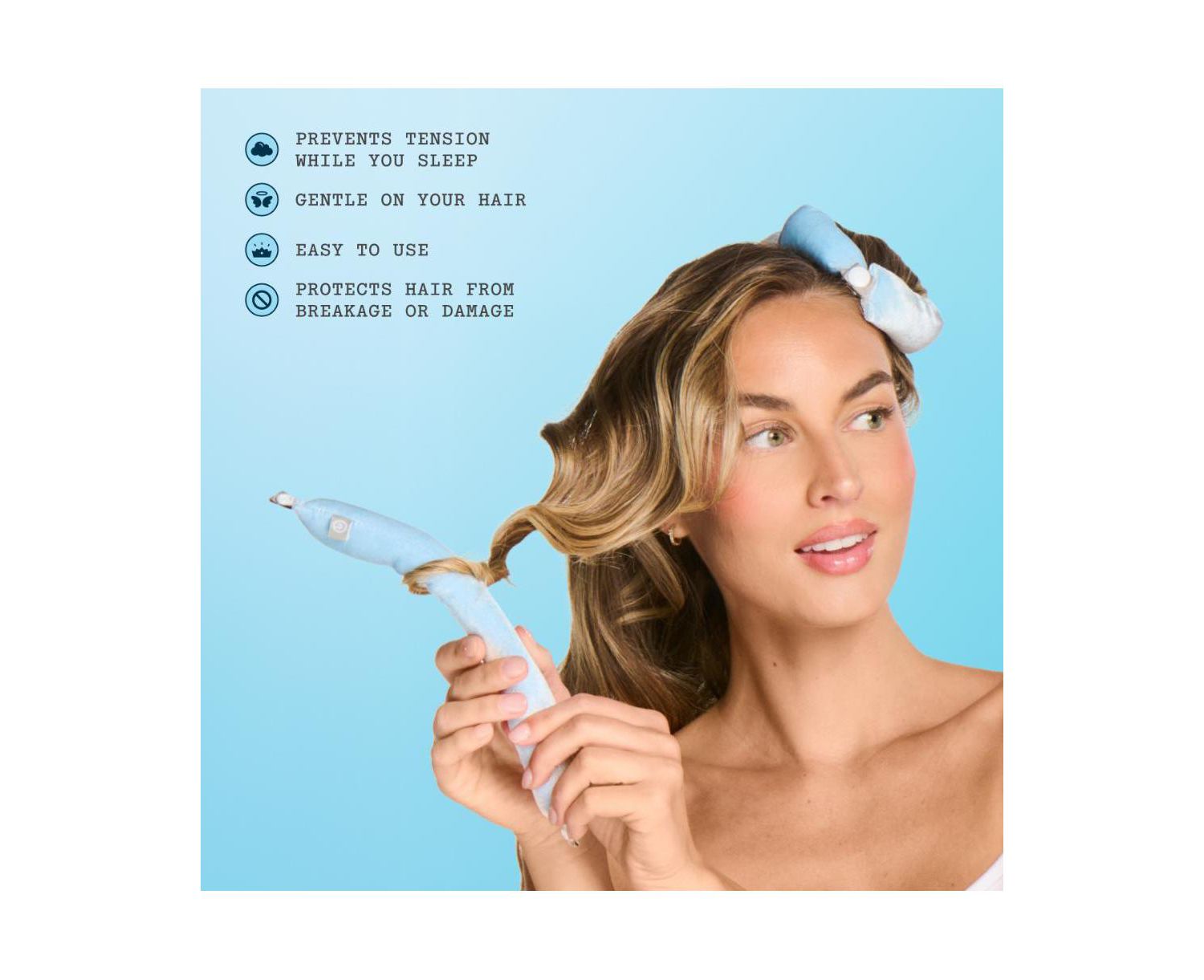 Chill Curl Heatless Flex Rods Gentle and Bendable Hair Rods for Overnight Curls Snap Closure for Secure Hold Medium Hair, 6 Count