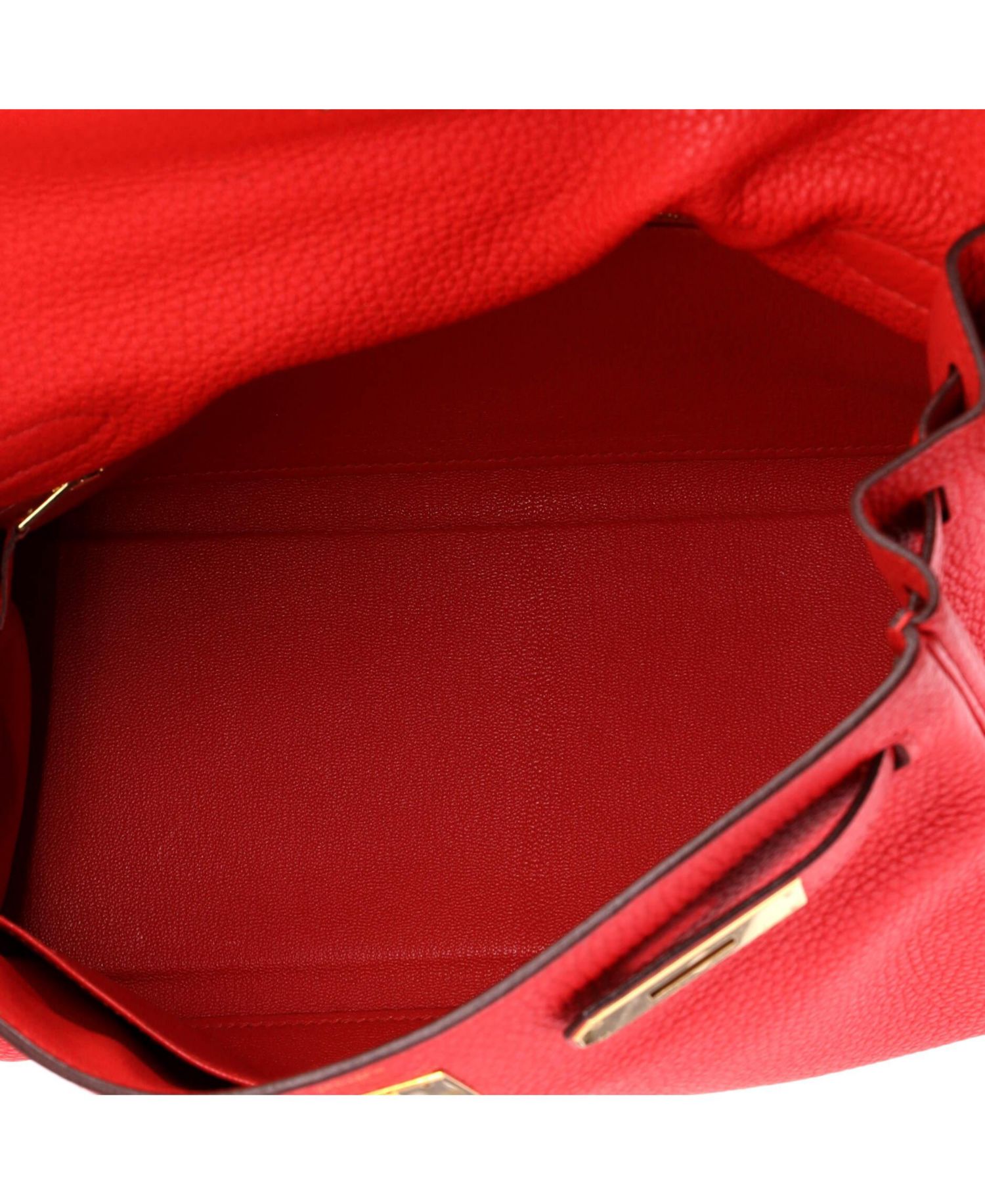 Kelly 28 Handbag Red Clemence with Gold Hardware