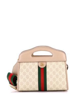 Small Ophidia Cut Out Handle Bag GG Coated Canvas with Leather