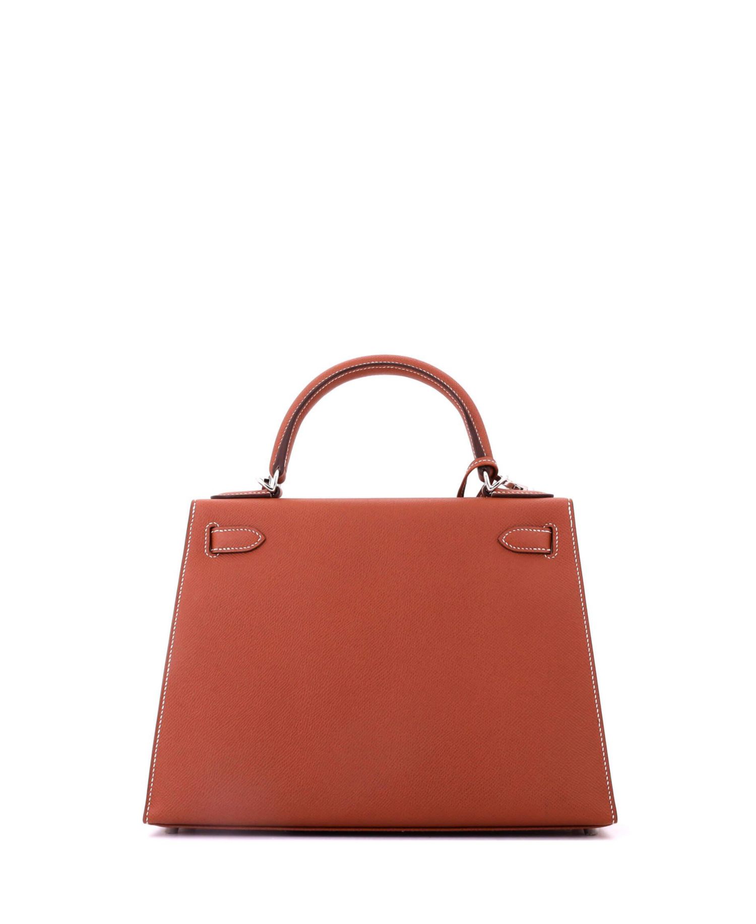 Kelly 28 Handbag Brown Epsom with Palladium Hardware