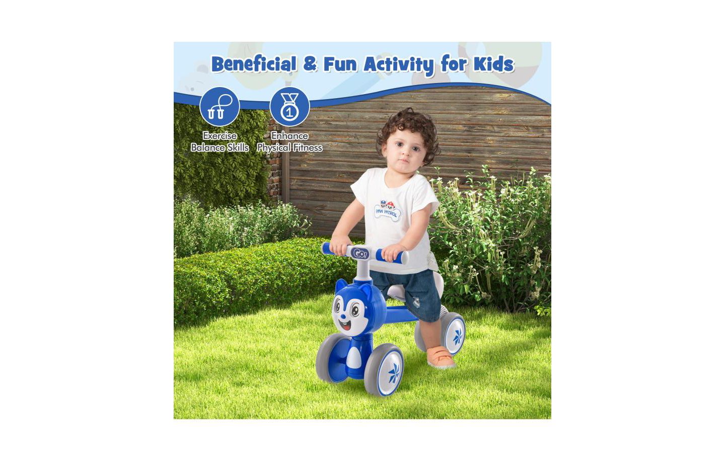 Детская игрушка Slickblue Lightweight Baby Balance Bike with 4 Wheels No Pedal Design, цвет: Синий — фото 4