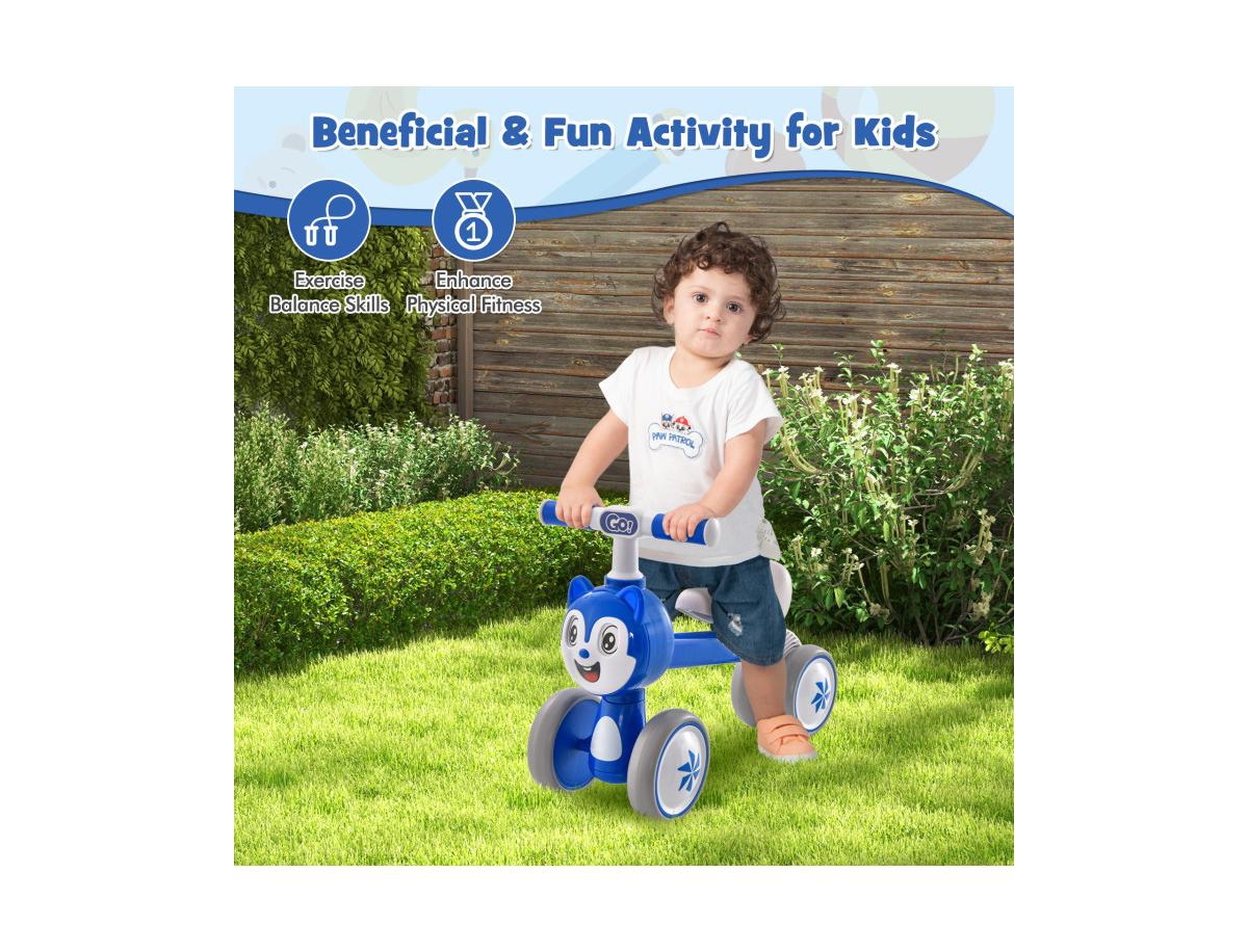 Slickblue Lightweight Baby Balance Bike with 4 Wheels No Pedal Design