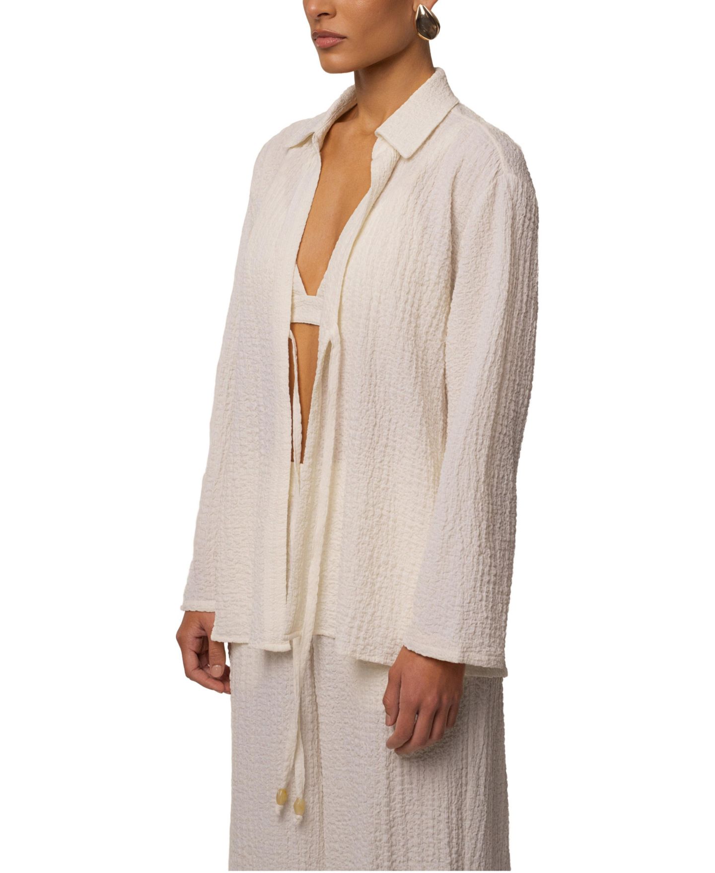 Женская блузка JLUXLABEL Unwind Tie-Front, цвет: Слоновая кость — фото 2