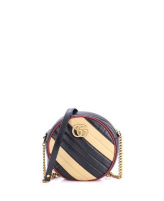 Mini GG Marmont Round Shoulder Bag Diagonal Quilted Leather