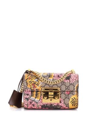 Small Padlock Shoulder Bag Bengal Print GG Coated Canvas