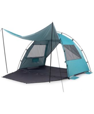 Beach Tent Sun Shelter with Extended Floor Mesh Vent Windows and Carry Bag