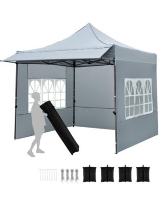 10 x 10 Feet Pop-Up Canopy Tent with 3 Sidewalls and Awning for Party Picnic Event