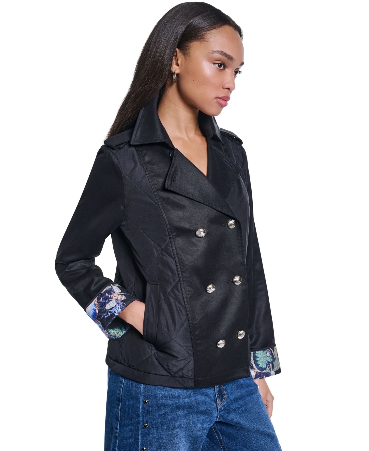 Petite Cropped Button-Front Jacket