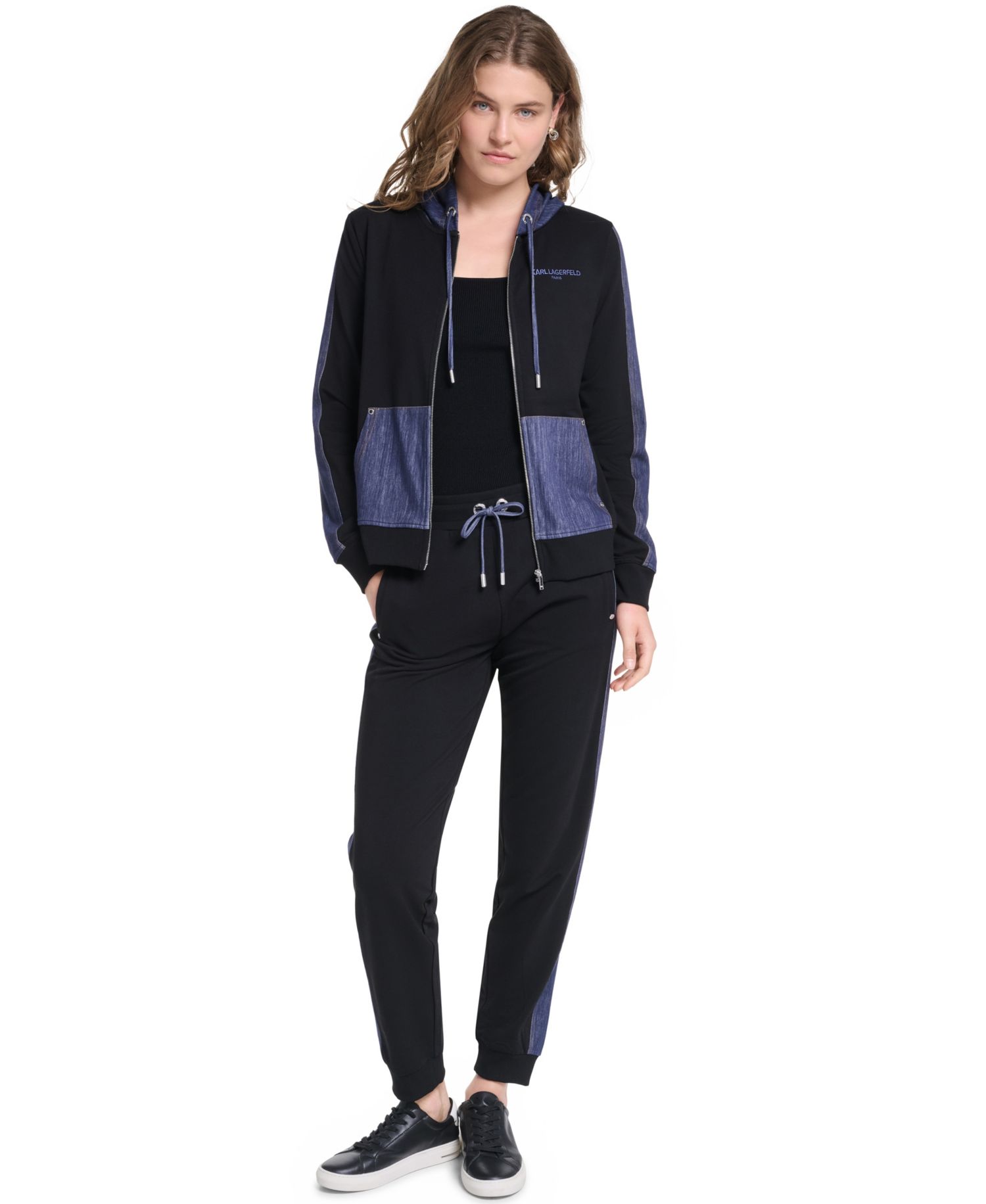 Women’s Denim Contrast Jogger Pull-On Ankle Pants