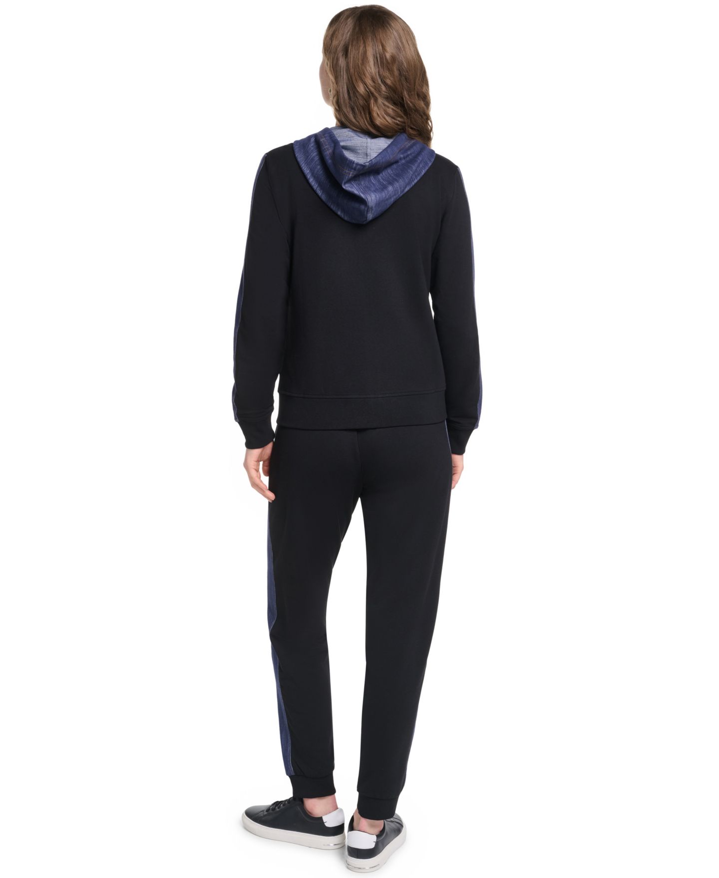Женская куртка KARL LAGERFELD PARIS Zip-Up Denim-Contrast Hooded, цвет: Чёрный — фото 5
