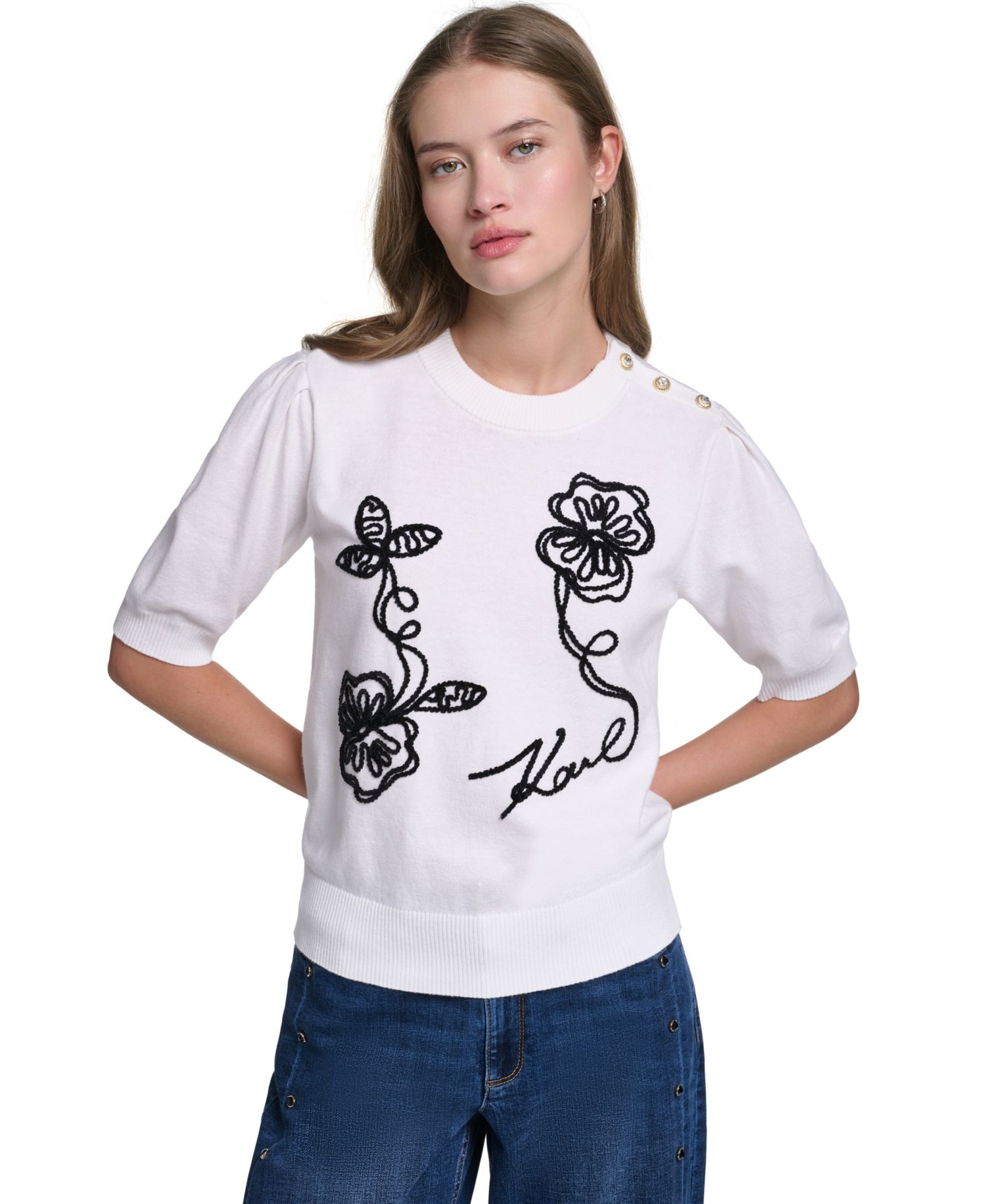 Women's Embroidered Crewneck Sweater