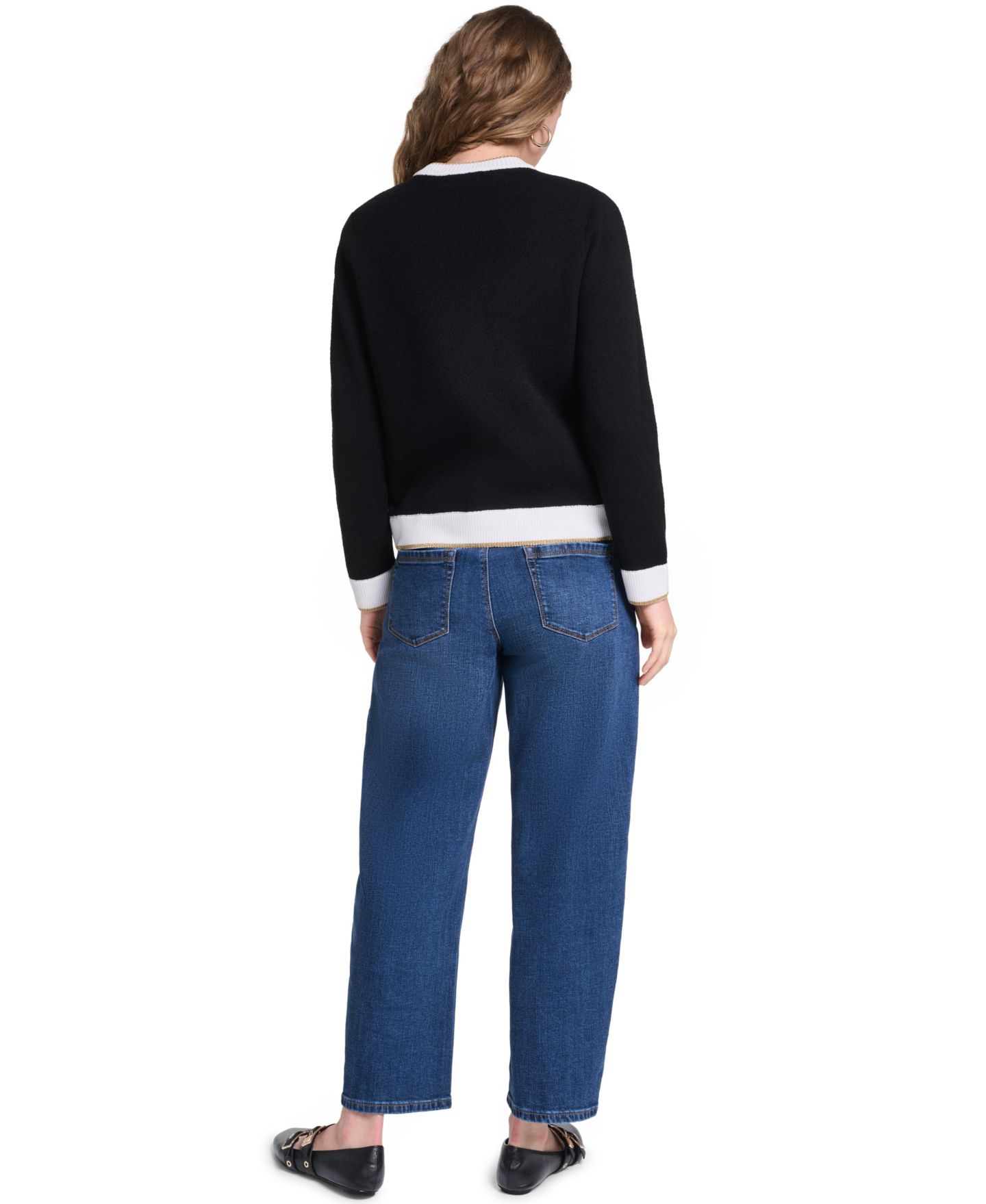Женский кардиган KARL LAGERFELD PARIS Four-Pocket, цвет: Чёрный / Мягкий белый — фото 5