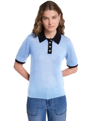 Women's Short-Sleeve Contrast Collar Sweater