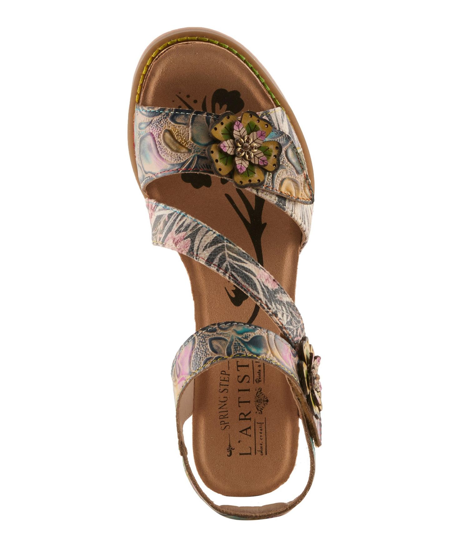Женские сандалии L'Artiste Shesfab Embossed Leather with Soft Cork Comfort, цвет: Тёмно-синий разноцветный — фото 5