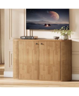 47" TV Stand for TVs up to 55 Inches, Farmhouse Entertainment Center with Storage Cabinet, Wooden TV Media Console for Living Room, Bedroom