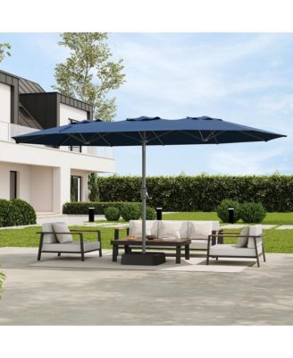9' x 15' Extra-Wide Outdoor Umbrella with Base, UV Protection and 12 Ribs