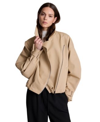 Women's Cropped Funnel-Neck Windbreaker Jacket