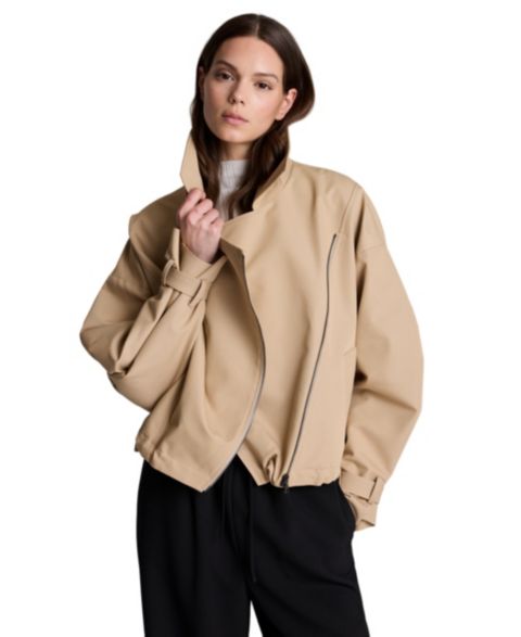 Женская куртка Kenneth Cole Boxy Moto Cropped Canvas Trench, цвет: Farro