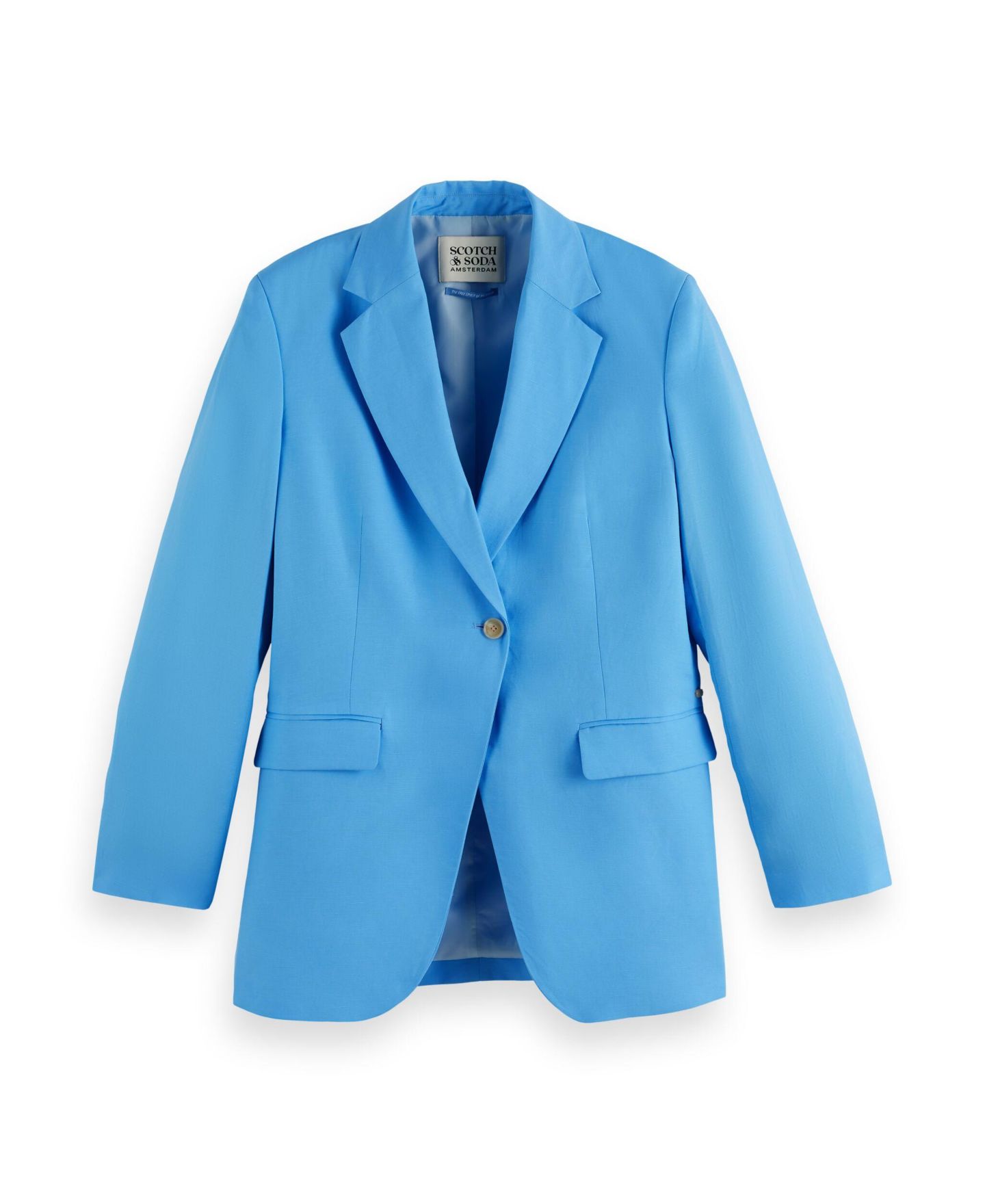 Женский пиджак SCOTCH & SODA Boyfriend Linen Blend Blazer, цвет: Аквамариновый синий — фото 4