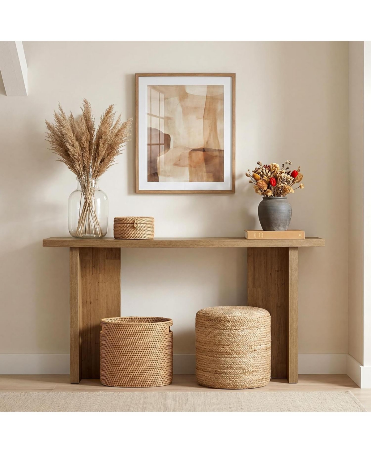 Tribesigns Modern Console Table, Narrow Entryway Table with Wood Grain, Minimalist Sofa Table